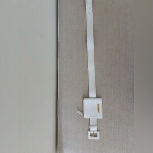 Jacquemus White Leather Belt Bag with Gold Accent